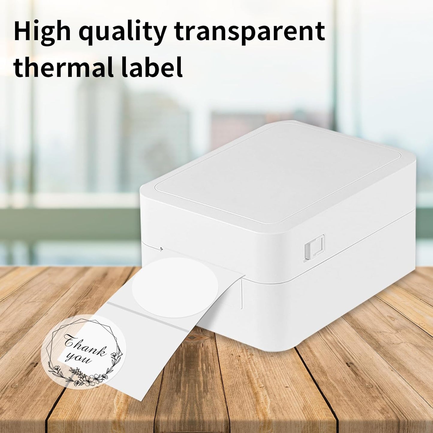 1.5" Transparent Thermal Label Stickers,Waterproof Thermal Printer Sticker Labels for Gift Wrapping, Self-Adhesive Name Price Tag DIY Custom Logo Design (500 pcs)