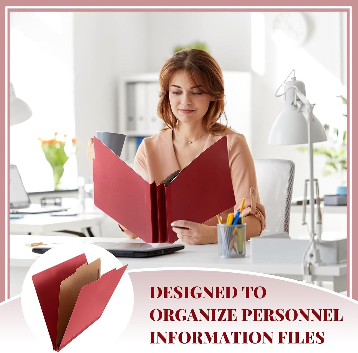 36 Pcs Classification Folders Letter Size, 1 Divider Pressboard File Folder with Fasteners, Expanding File Organizer Bulk for Teachers, Clergy, Office, Church, Christmas Donations (Red)