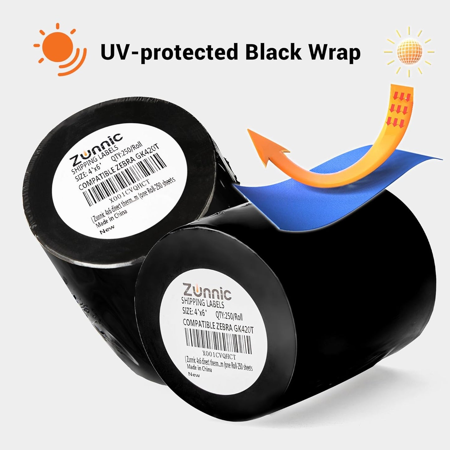 4x6 Thermal Shipping Labels – 250 Labels/Roll | Strong Adhesive | Jam-Free | UV-Protected Packaging | Compatible with Zebra & Rollo - Pack one