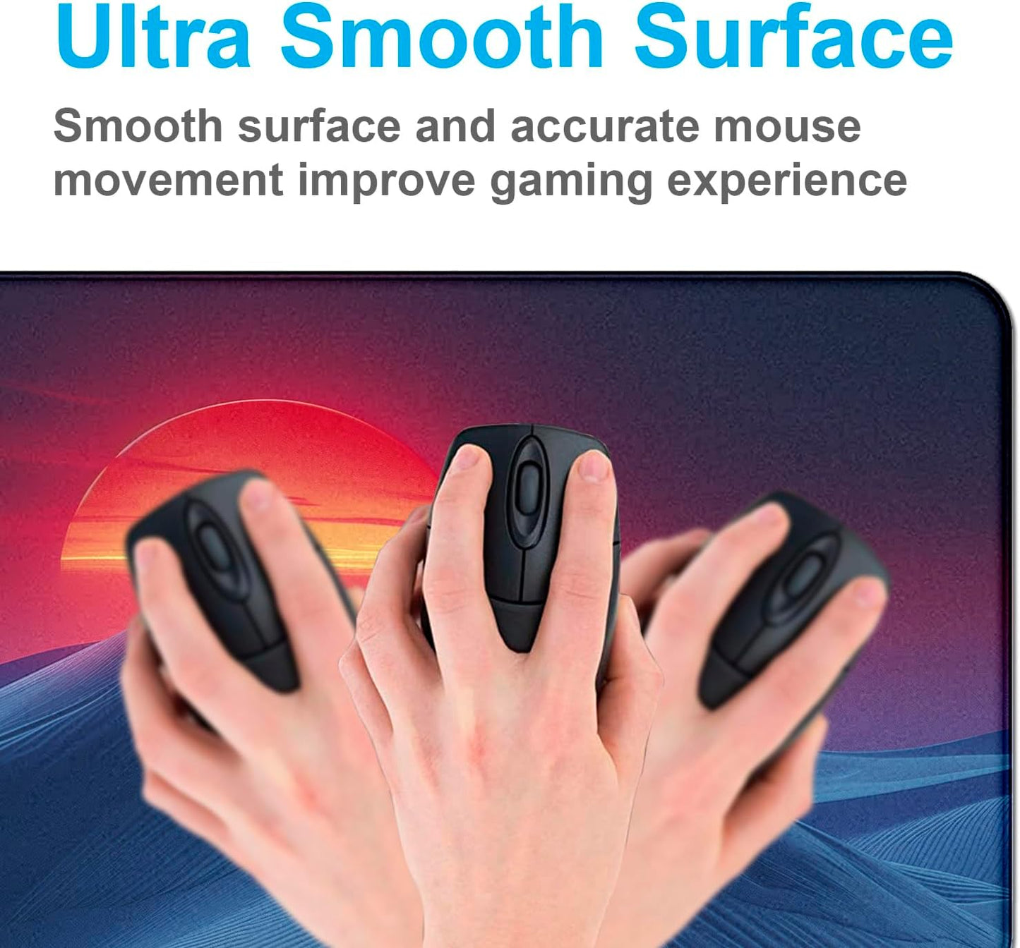 Mountain Peak Beautiful Scenery Game XXL Mouse Pad, Sunset Hill Extended Computer Decorative Table Pad with Stitched Edge Anti Slip Base Mouse Pad 35.4 x 15.7 x 0.12 Inches