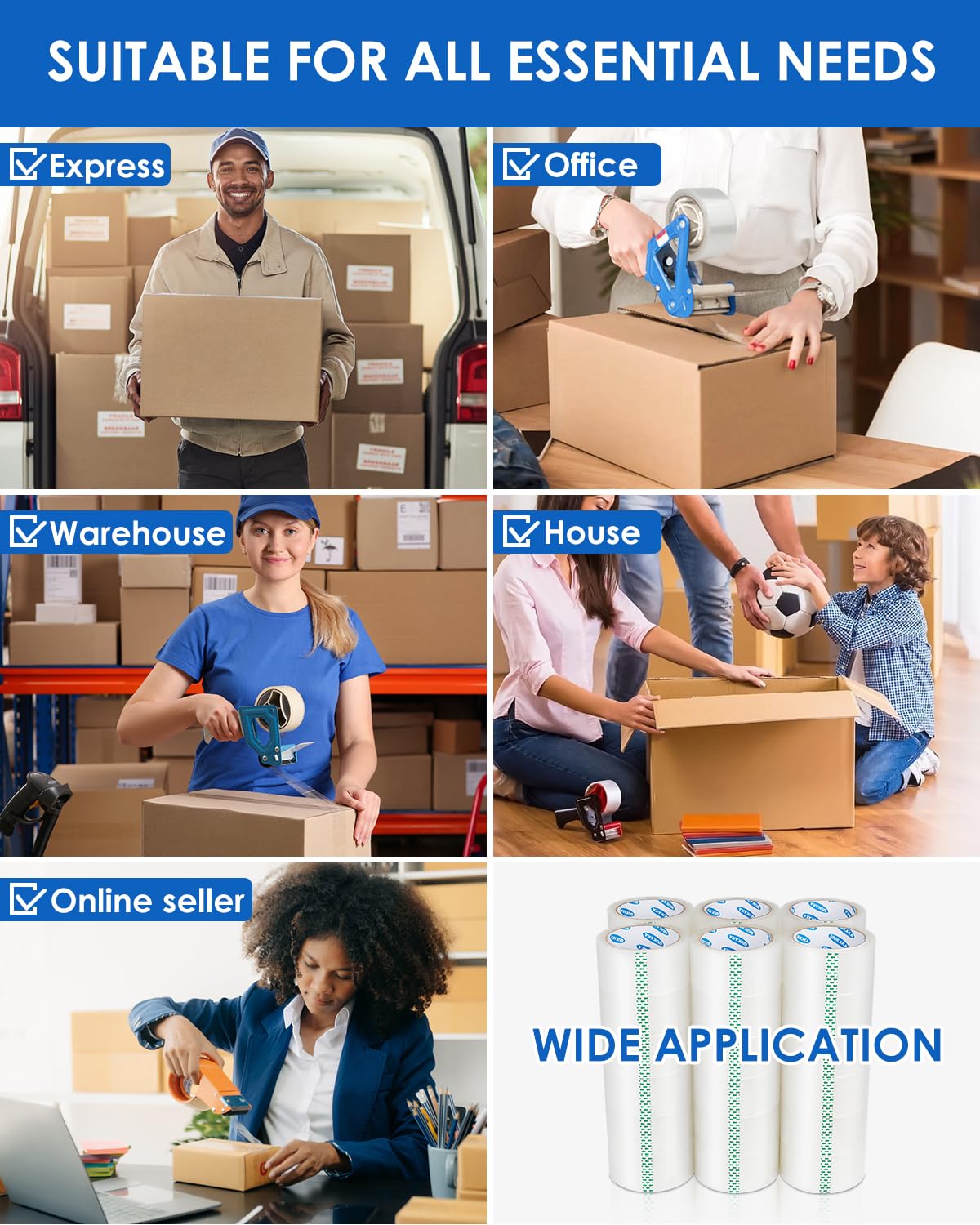 Packing Tape, 36 Rolls Clear Packing Tape 2 Inches Wide, 65 Yards Per Roll, for Shipping Tape, Packaging Tape, Moving Tape & Sealing Tape.