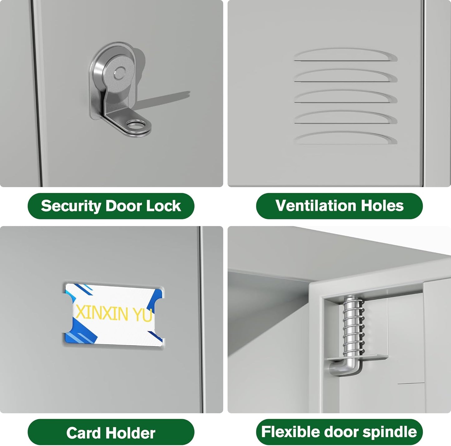 Metal Lockers for Employees with Lock,Metal Storage Locker with 18 Doors for School Garage Office Gym Bedroom,Assembly Required,18 Door Light Grey