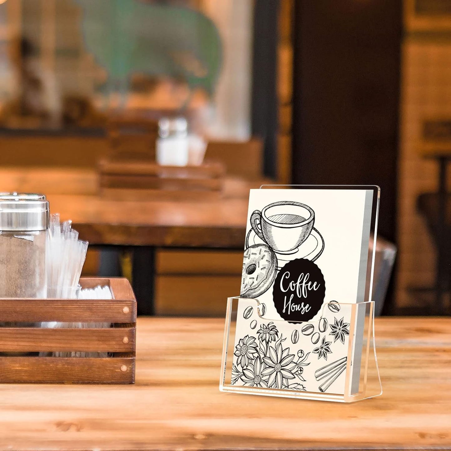 HIIMIEI Brochure Holder 8.5 x 5.5 inches, Acrylic Flyer Holder with 2 Pack, Plastic Stands for Displaying Magazines, Pamphlets, Literature, Brochures, Booklets, Menu