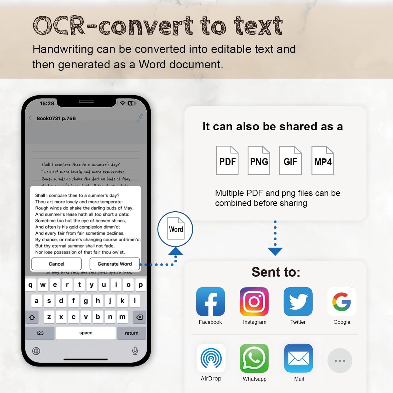 2 in 1 Digital Pen Smart Pen Writing Set, Includes Smartpen, Notebook, Use with Ophaya App for Notes Taking, Recording, Storing