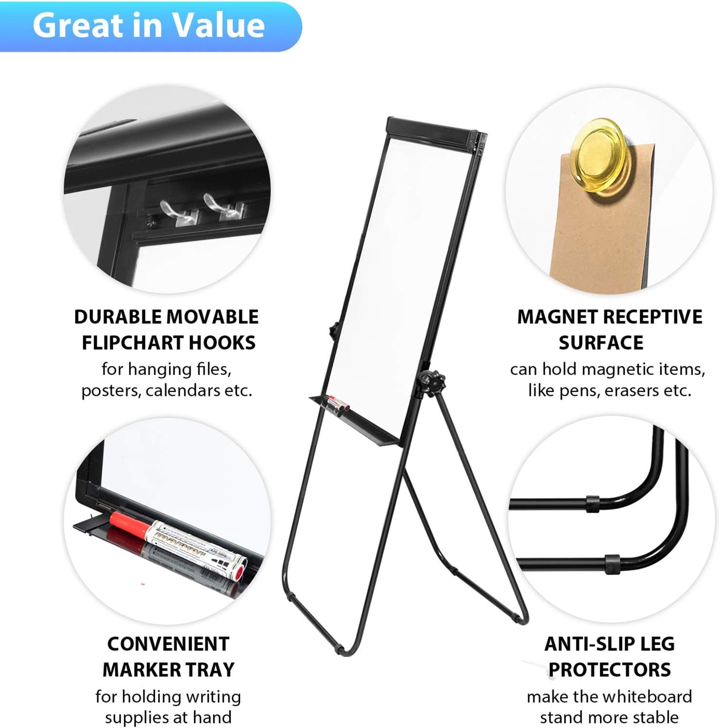 Stand White Board - 36x24 Magnetic Dry Erase Board Flipchart Easel Whiteboard, 3' x 2' Double Sided Easel Board Portable Whiteboard