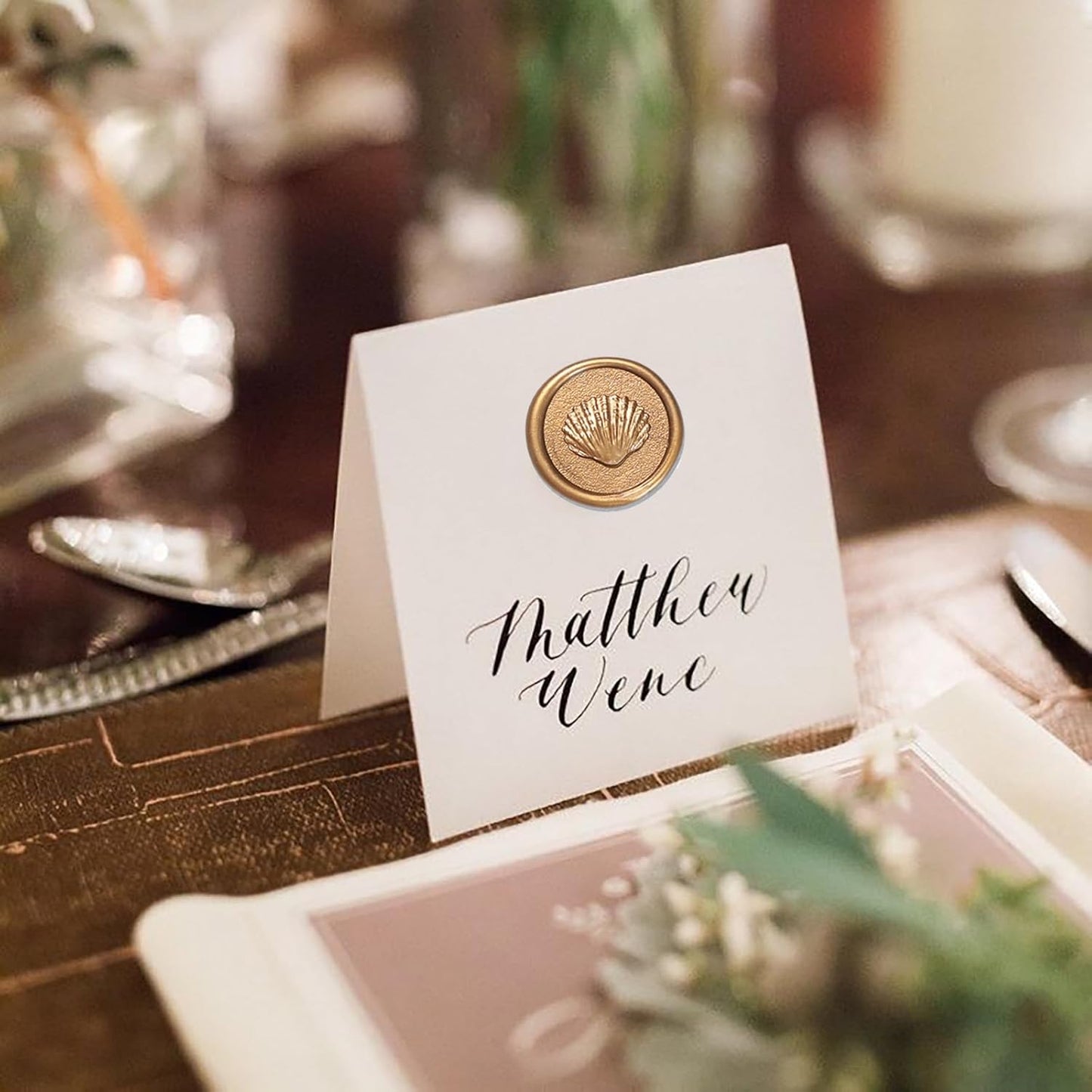 Wax Seal Stickers-Seashell Wedding Invitations Envelope Seal Stickers,30 Pcs Self-Adhesive Antique Gold Sticker, Perfect for Wedding Invitations, Envelopes,Cards, Gift Wrapping,Party Menu Decor