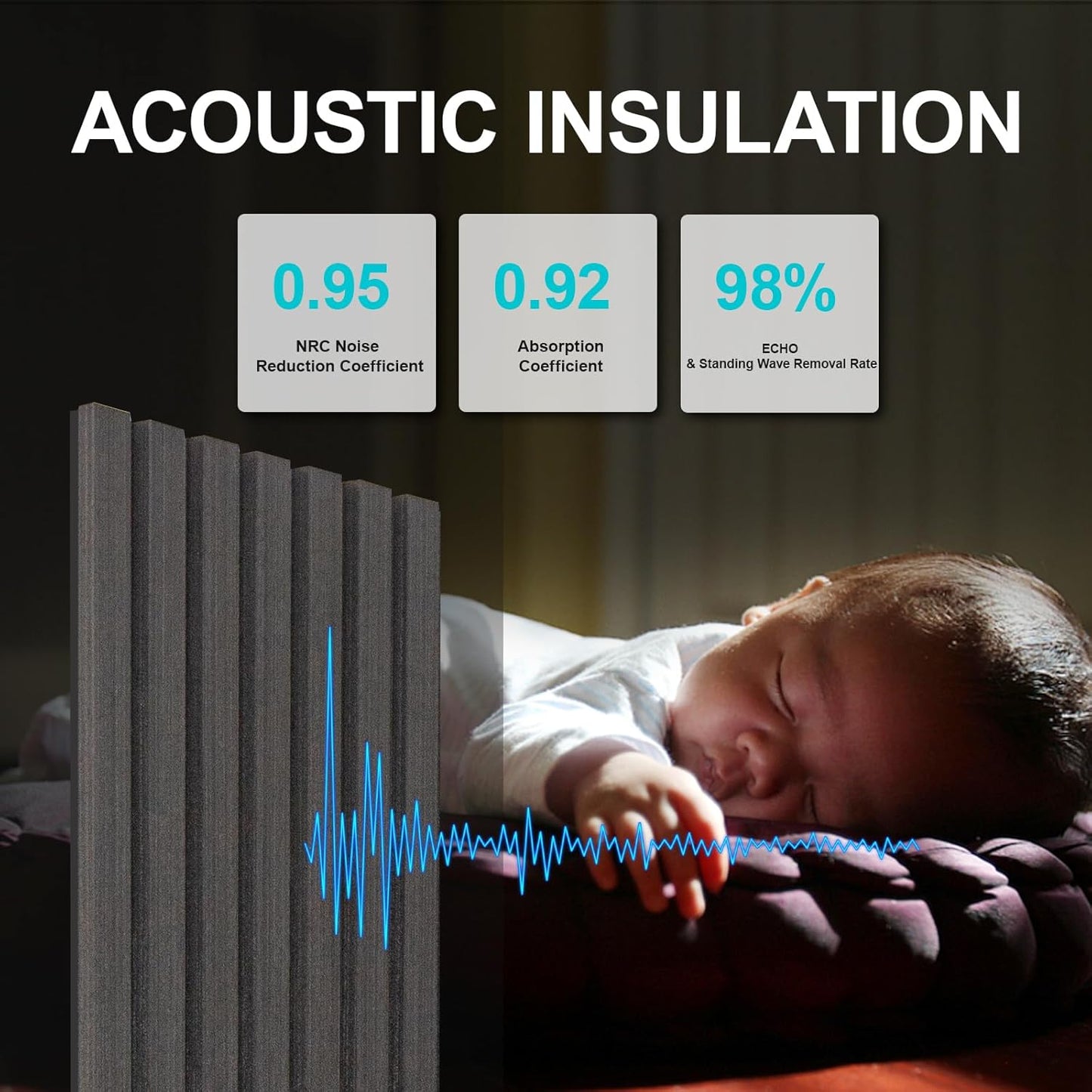 Yuzzy Wood Panels for Wall and Ceiling - 108 x 11 Inch Wood Slat Acoustic Panels 2 PCS - Modern Sound Absorbing Wall Panels for Interior Wall Decor for Home, Office, Studio - Rustic Walnut