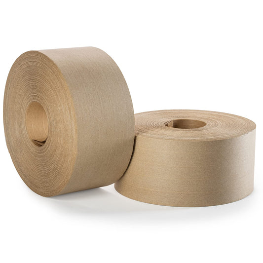 IDL Packaging 3" x 375 feet Reinforced Water-Activated Kraft Gummed Tape 70lb Thickness (Pack of 2) - Secure Paper Packing Tape for Secure Carton Sealing - Heavy-Duty for All Conditions, Brown