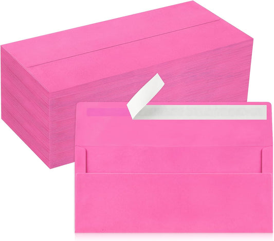 200 Pack #10 Business Envelopes, Rose Standard Envelopes Self Seal, Letter Size Mailing Envelopes for Checks Letters Invoices Statements Christmas Birthday Graduation Wedding, 4 1/8 x 9 1/2 Inch