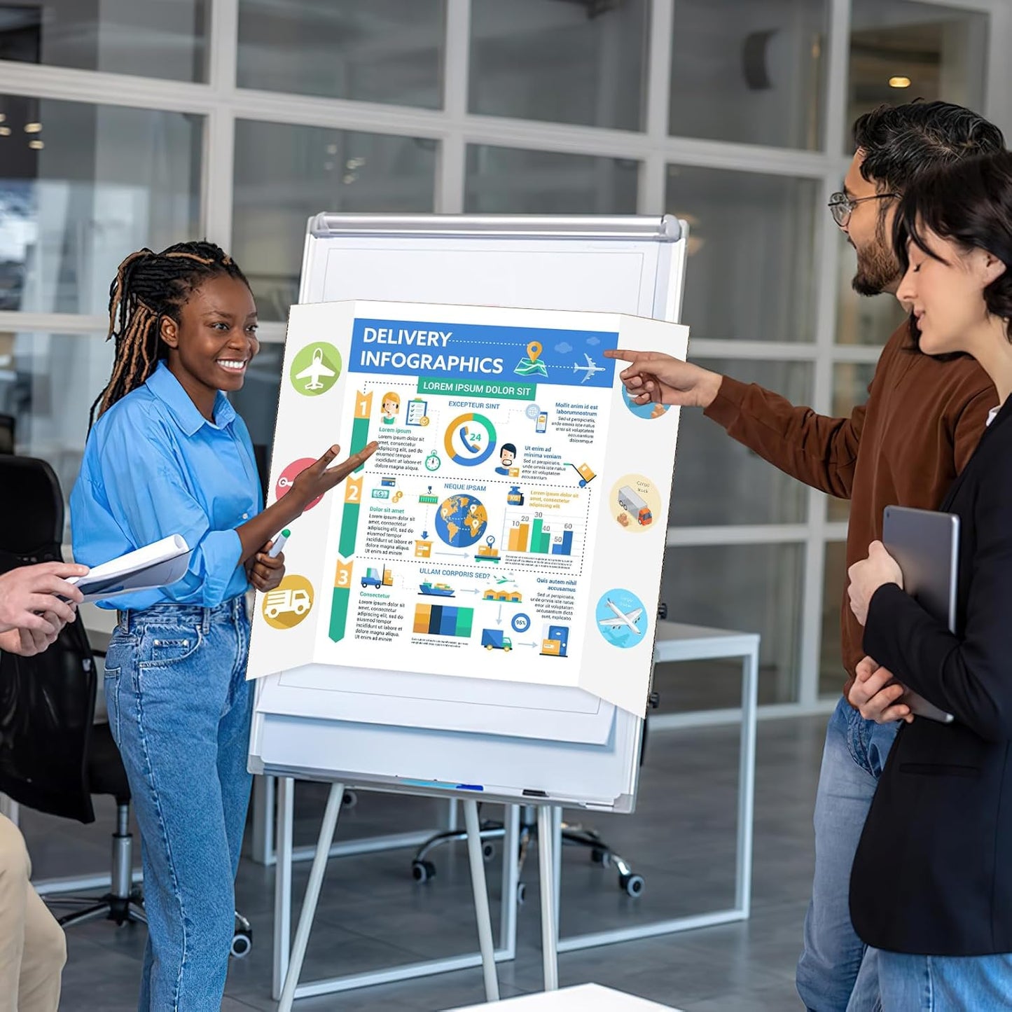 4 Pack Trifold Poster Board 48" X 36", IKAYAS Single sided White Poster Boards, Science Fair Display Boards Posterboard Foamboard for Mounting, Prints,Art,Display,Projects Classroom Supplies