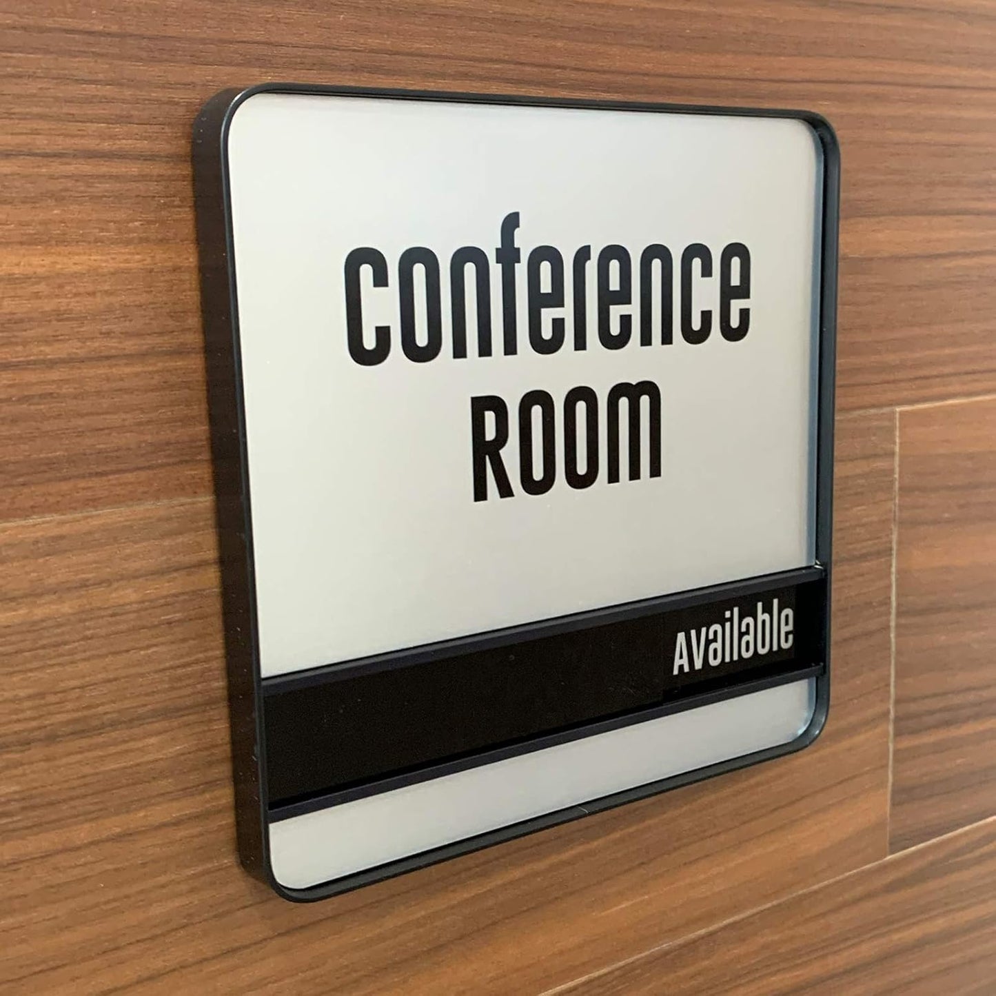 NapTags Conference Room Slider Signs (Silver - Black Frame, 6" x 6")