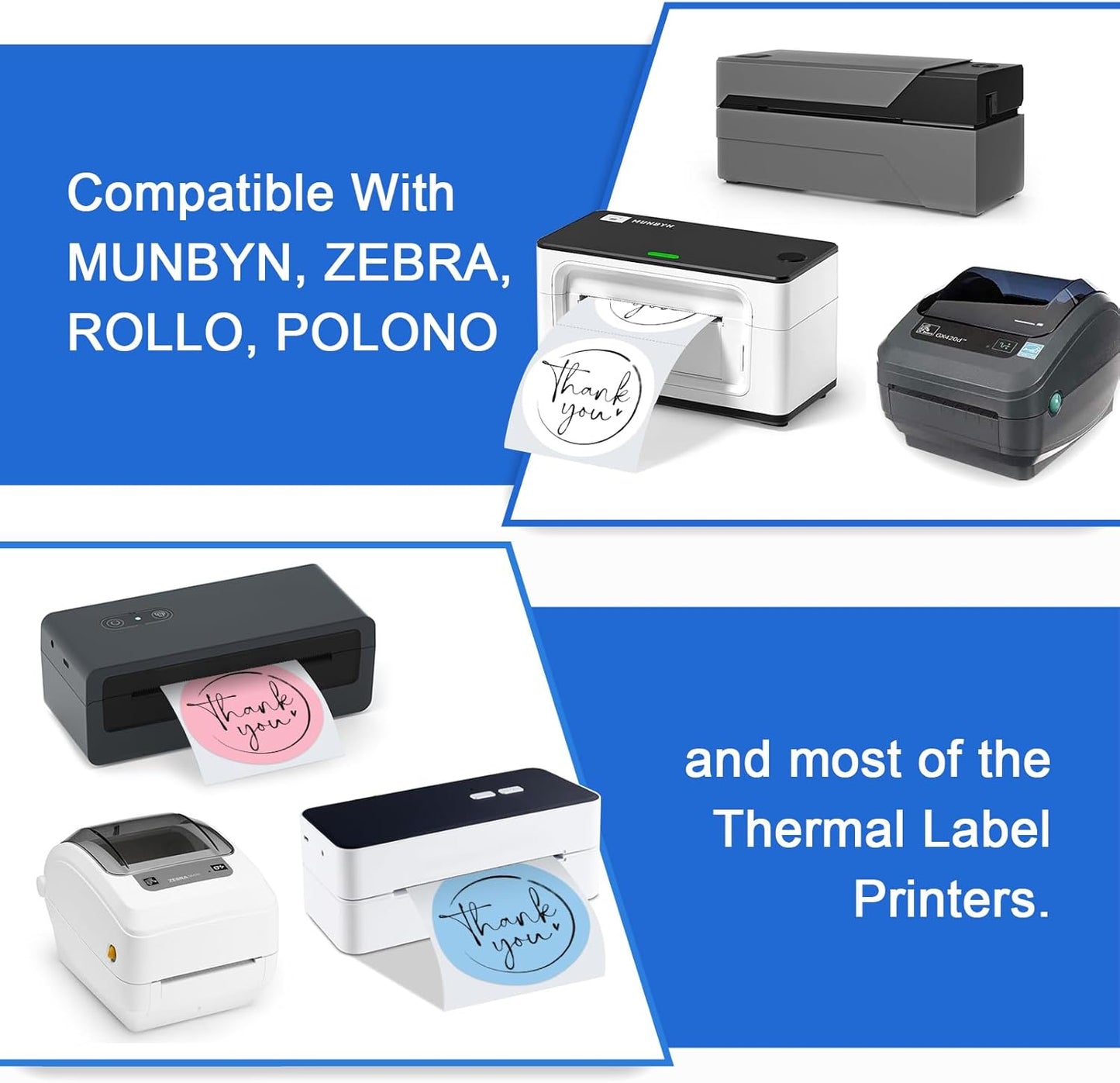 6 Rolls 2" Color Circle Direct Thermal Stickers Labels, Self-Adhesive Round Thermal Labels Printer Stickers for Business, DIY, Code, Name Tag, Envelope Seal