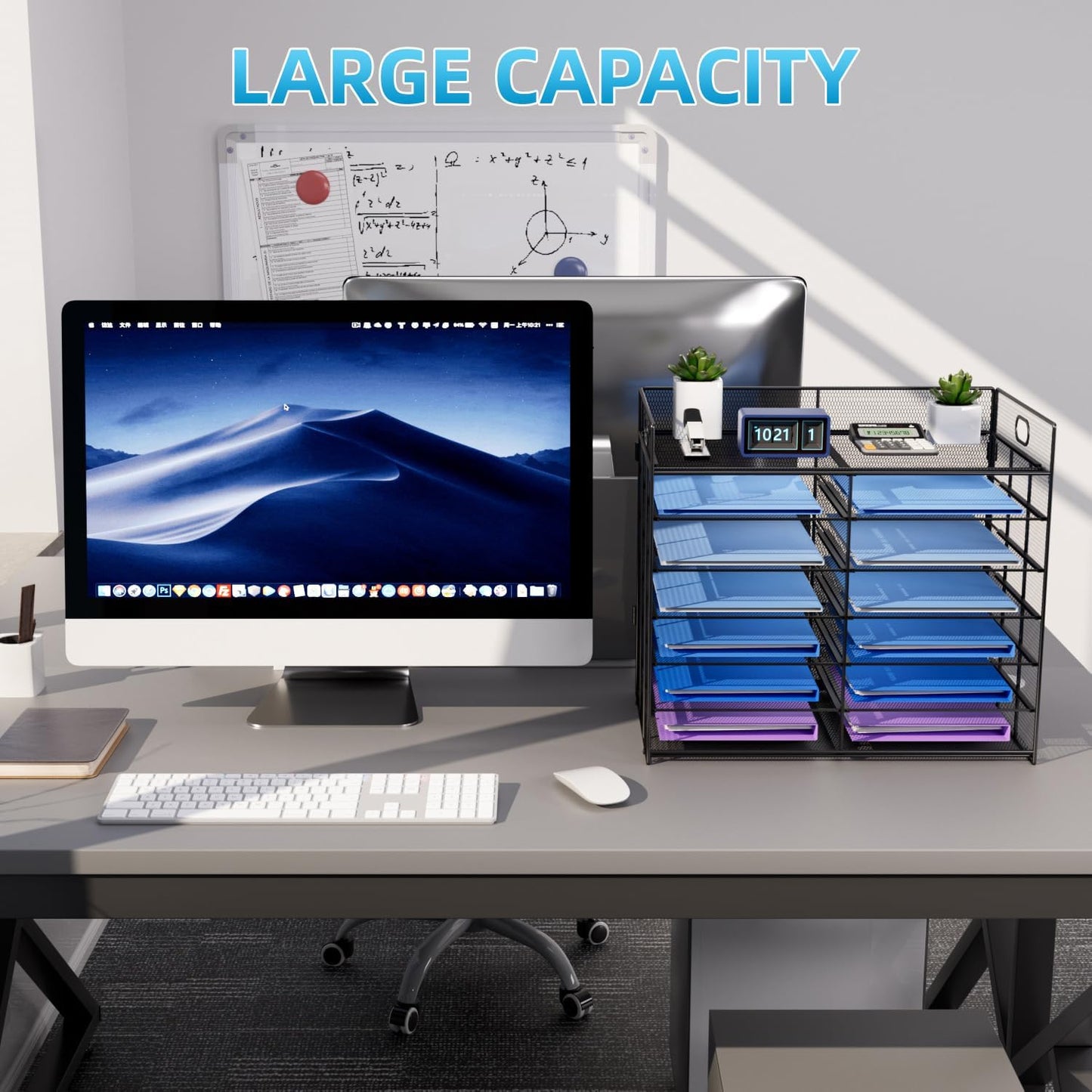 Marbrasse Desktop Literature Organizer, Mesh Paper Organizer, Desk Organizers, File Sorter Mail Center Paper Storage Cabinet Classroom Keepers Mailbox for Office Home School, Black