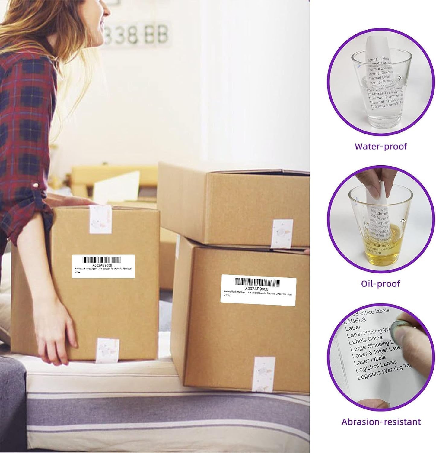 AveneMark 24 Rolls 2" x 1" Direct Thermal Labels for Barcodes Postage Address Shipping Labels Compatible with Rollo & Zebra Desktop Printers Adhesive - 1300 Labels/Roll