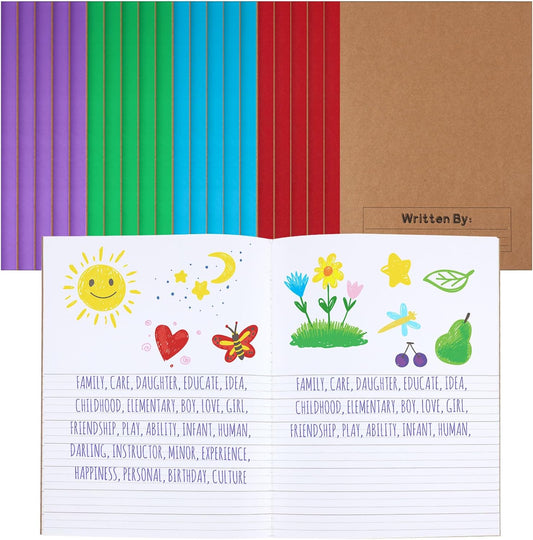 Henoyso 20 Pcs Primary Composition Notebook 9 3/4 x 7 1/2 Inch Kids Journal, Back to School Supplies, K-2 Primary Writing Notebook for Kids Student Draw and Write Story Journal (Fresh Color)