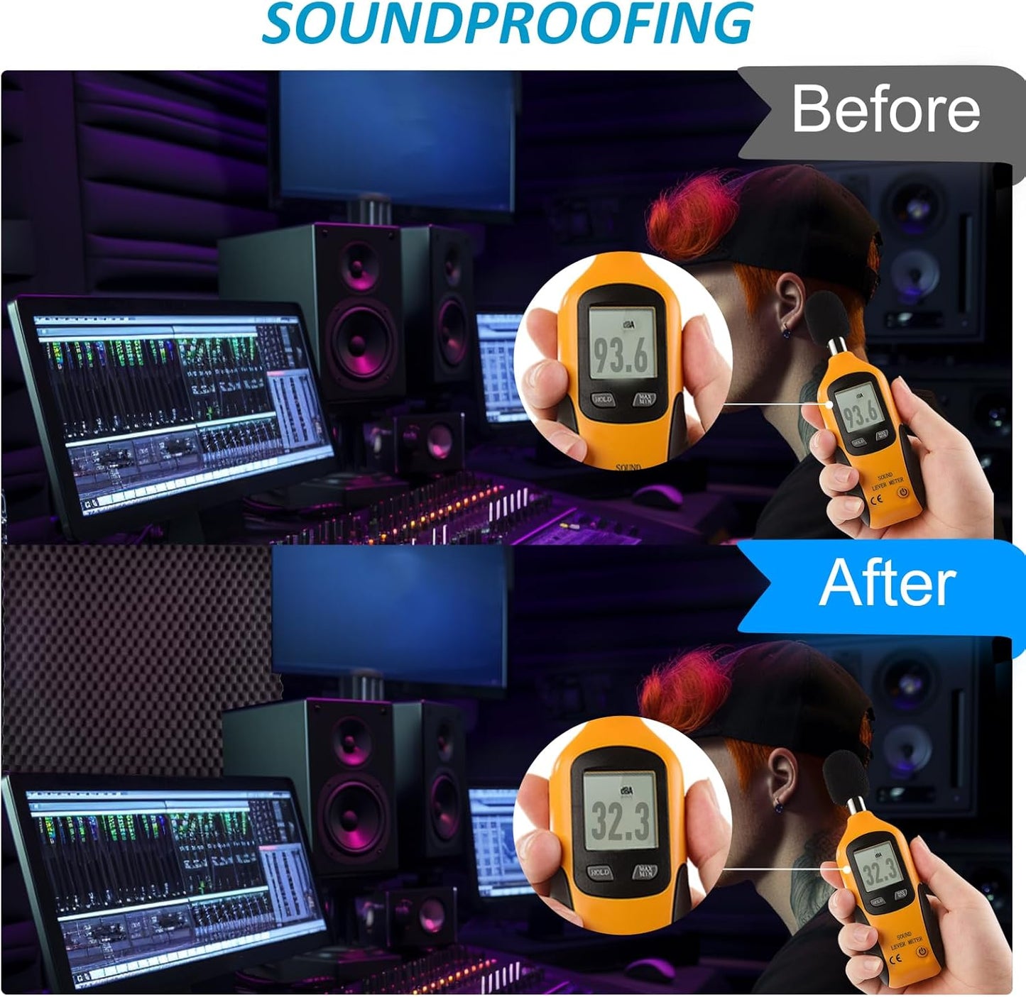 4 pack, 48x24x2 inches acoustic foam panels Egg Crate Foam Padding sound proof panels for walls Soundproof Foam Studio Acoustic Treatment Studio Foam panels Soundproofing Used to Absorb Echoes