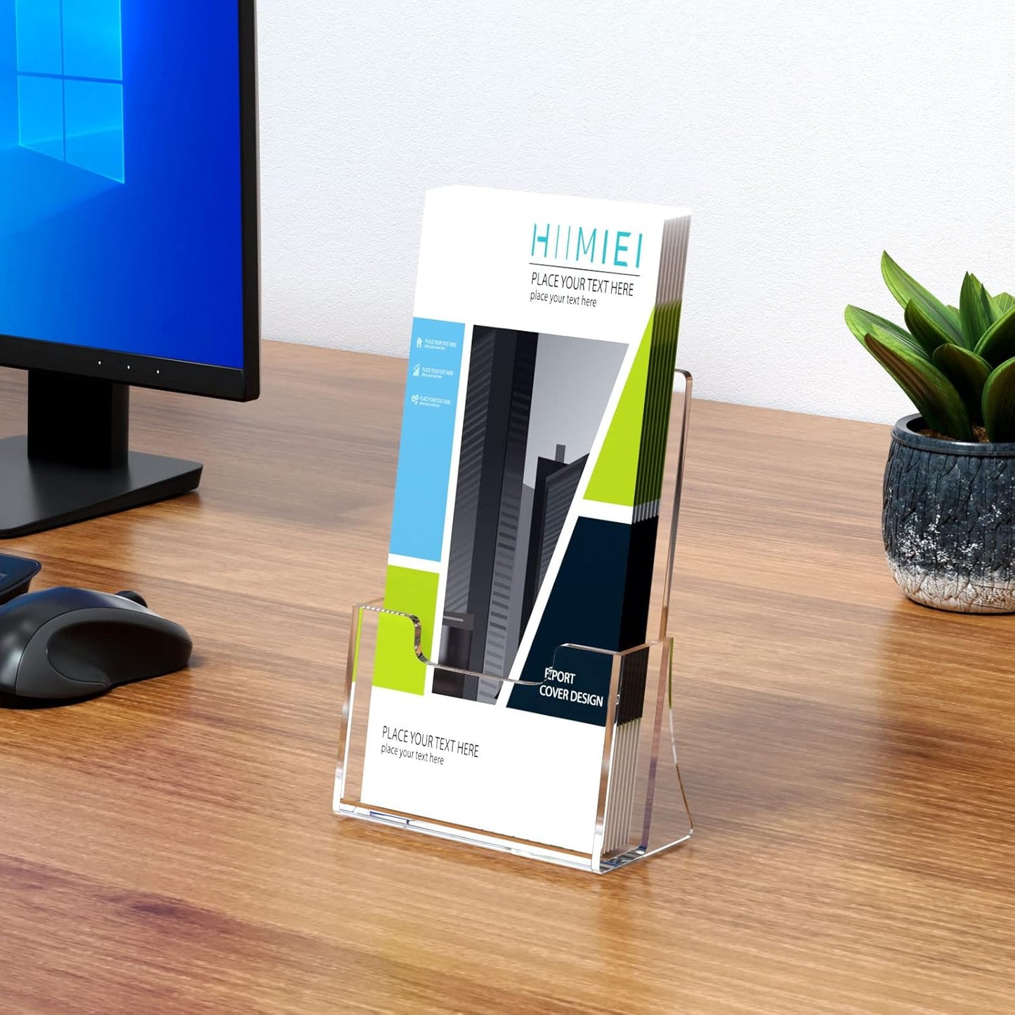 HIIMIEI Brochure Holder 8.5 x 5.5 inches, Acrylic Flyer Holder with 2 Pack, Plastic Stands for Displaying Magazines, Pamphlets, Literature, Brochures, Booklets, Menu