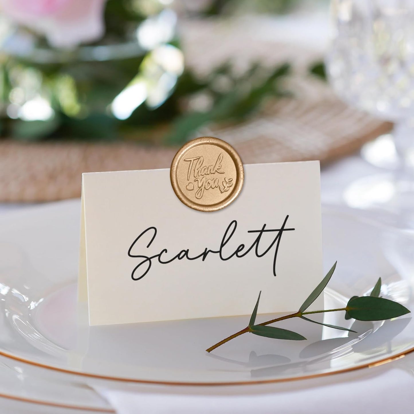 25 Pcs Handmade Wax Seal Stickers, Wedding Invitation Envelope Seal Stickers, Perfect for Invitation, Christmas, Gift Wrapping(Thank You Style, Light Gold Wax)