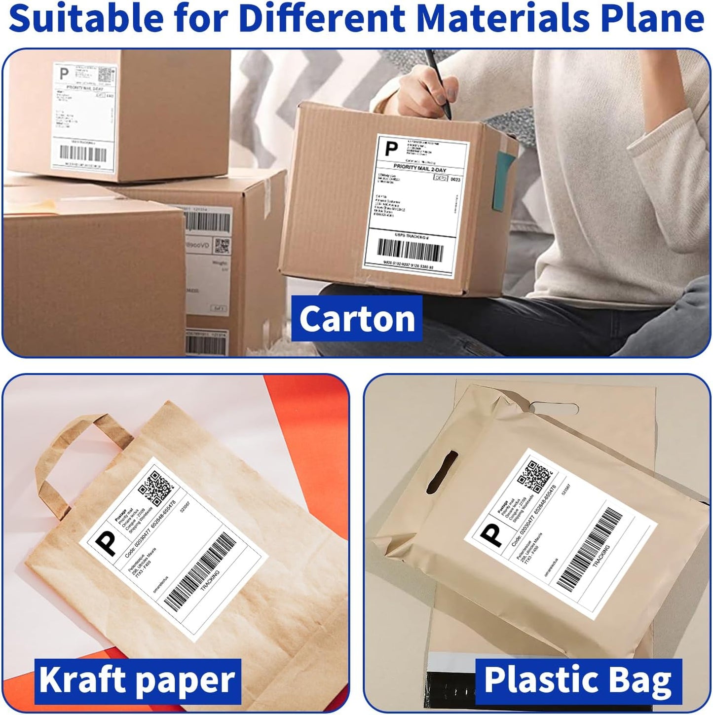 4" x 6" 1000 Labels Fanfold Direct Thermal Labels, White Perforated Shipping Labels with Perforated Line for Zebra & Rollo Printer,Thermal Printer Label Permanent Adhesive,1 Stack