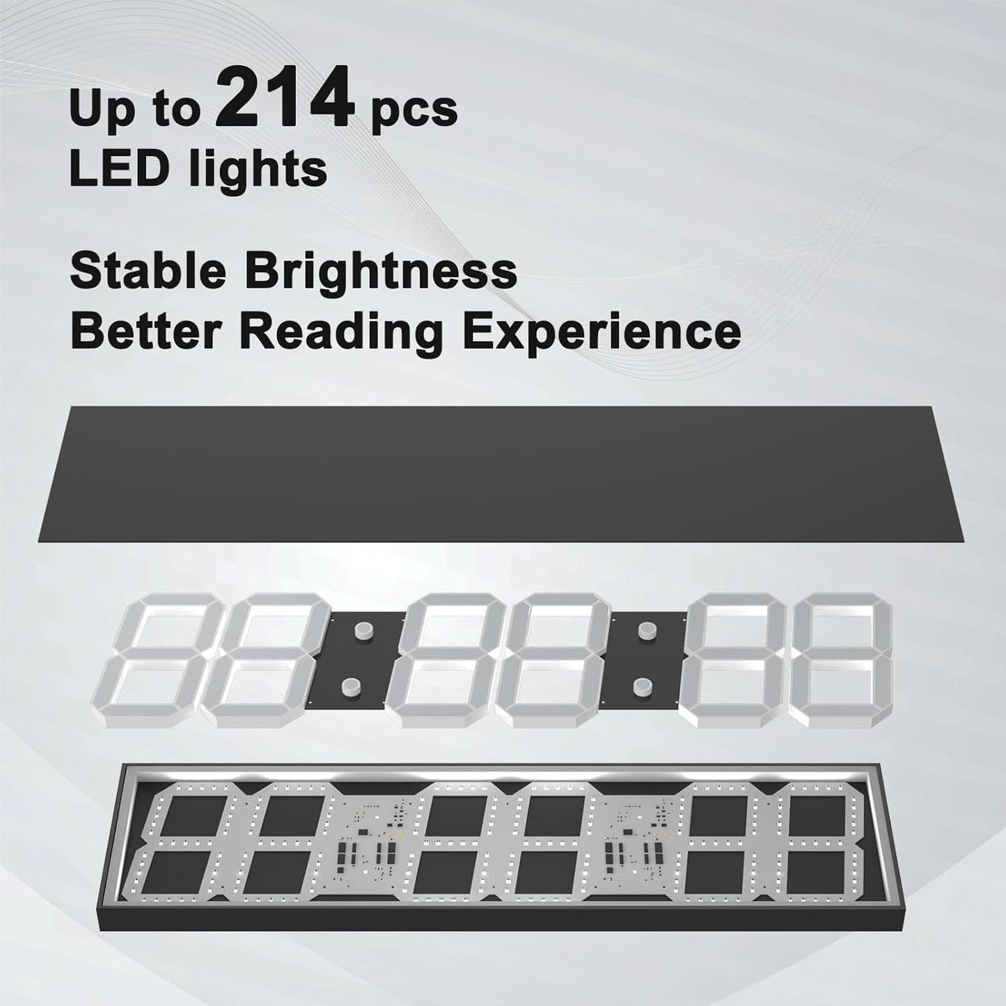 Digital Wall Clock, Oversize Digital Clock with Auto Dimmer, Huge Countdown Timer with Remote Control, 27" Wide Led Display, 6 Digits, Wall Mount, Date and Temperature（Yellow）