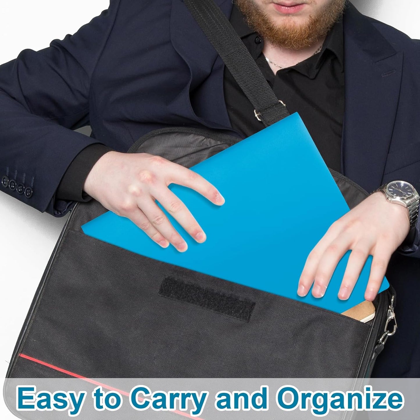 Plastic Folders with Pockets,2-Pocket Poly Folders Holds 8-1/2" x 11" Paper for School/Office/Home (Lake Blue, 6-Pack)