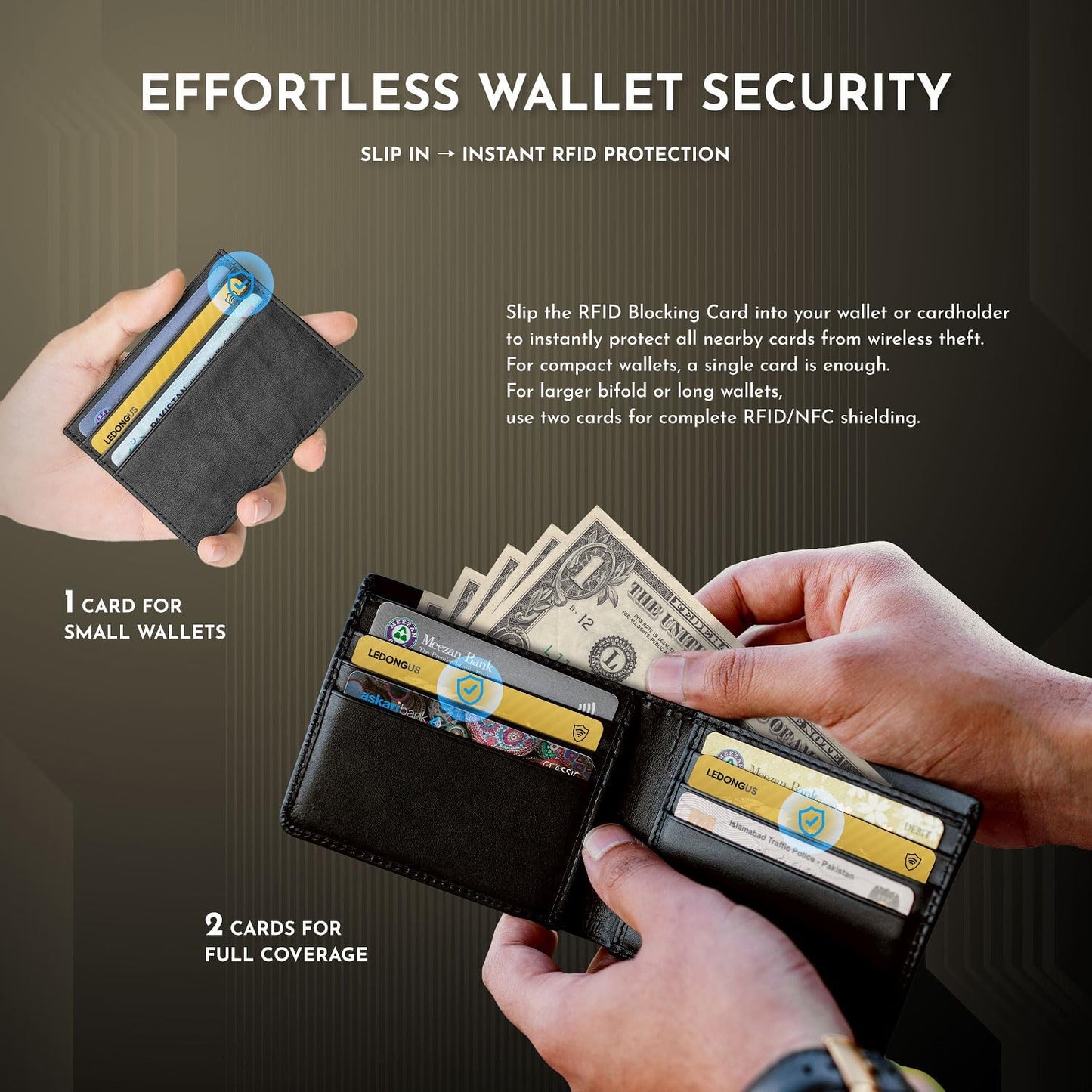 RFID Blocking Cards – 6 Pack | Anti-Theft Contactless NFC Protection for Debit Credit Cards & Wallet | Slim & Durable Perfectly fits in Wallet | 2 RFID Sleeves Included | Gold