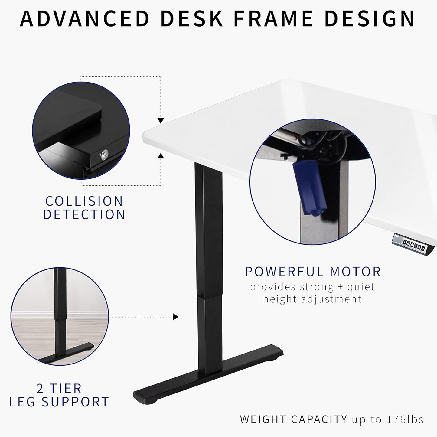 VIVO Electric Dry Erase 60 x 24 in Standing Desk, Memory Height Adjustment, 1B Series, White Marble Pattern Top, White Frame, DESK-KIT-1W6WM
