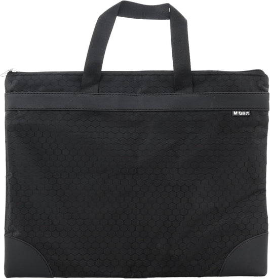 M&G 12x15 in Large Zipper Pouch with Handle, A4 Foldable Lightweight Waterproof Oxford Document Storage Bag, File Organizer for Office Travel Books Papers Filing Folder – 1 Pack (Black)