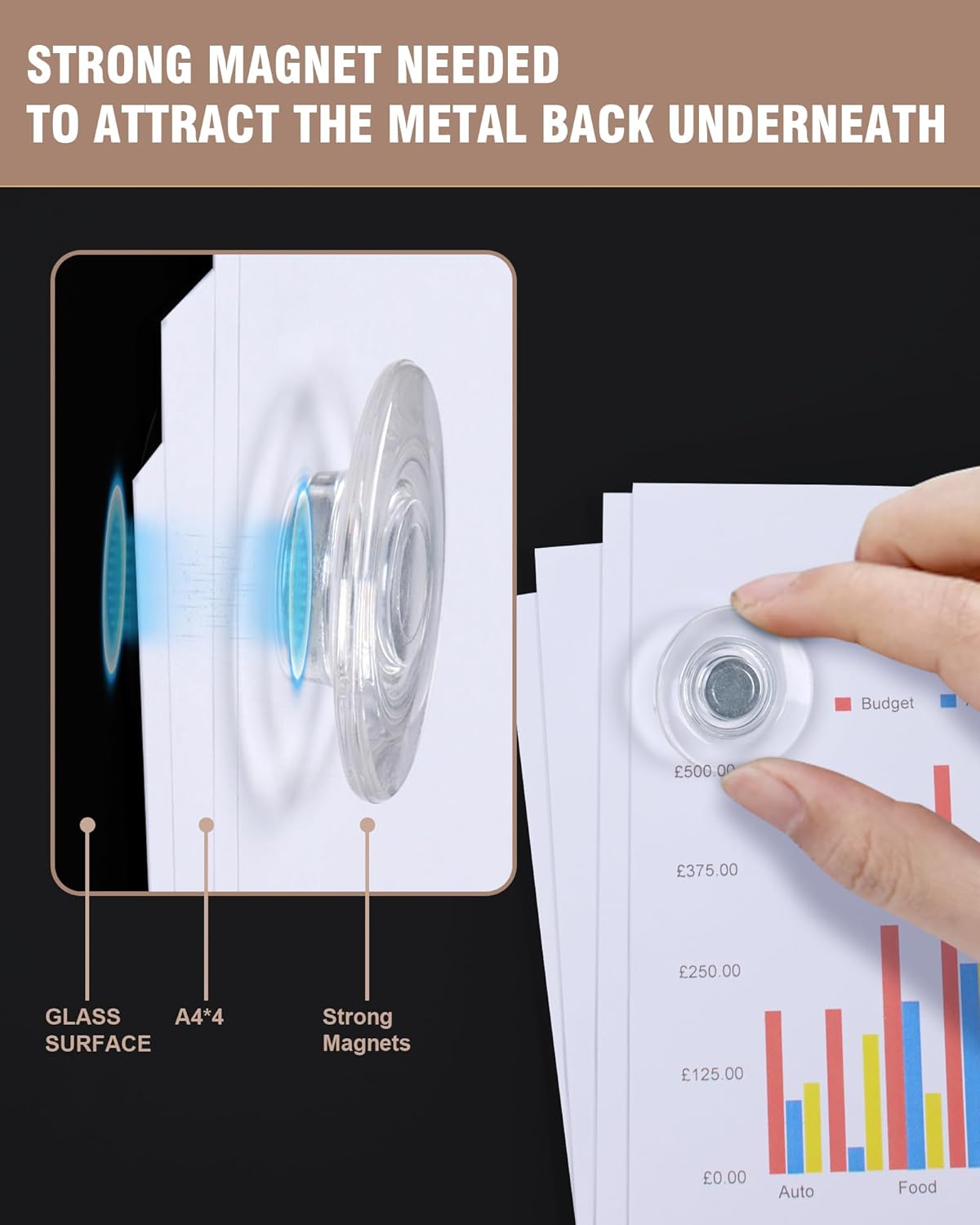 Magnetic Glass Whiteboard，72"x48" Wall Mounted Frameless Dry Erase Board for Office, Home & School Black