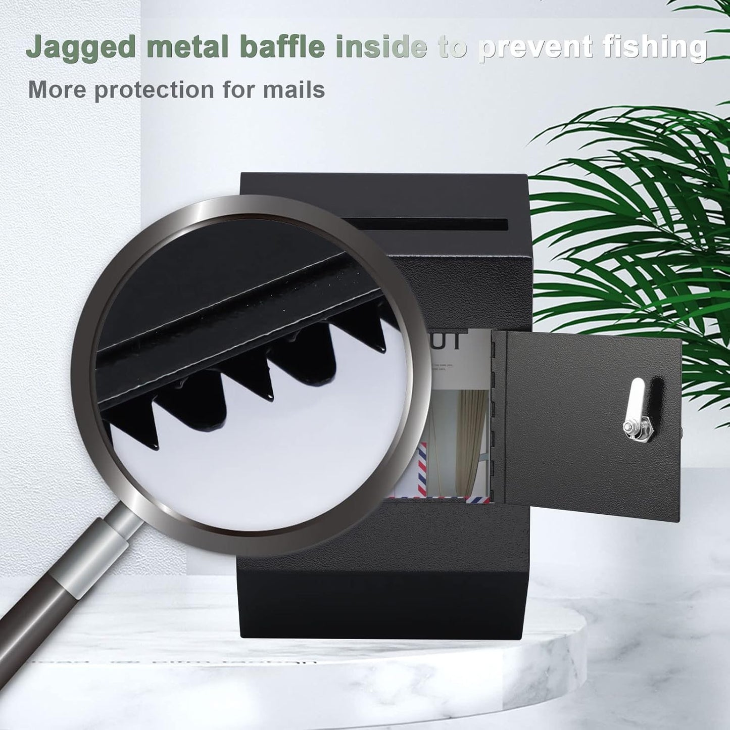 xydled Wall-Mount Mailbox,Heavy Duty Deposit Drop Box Suggestion Box, Locking Metal Key Drop Box with Key Lock, Cash Money Drop Box Safe Storage Box Postbox for Home&Business Use,16.3’’x10’’x4’’,Black