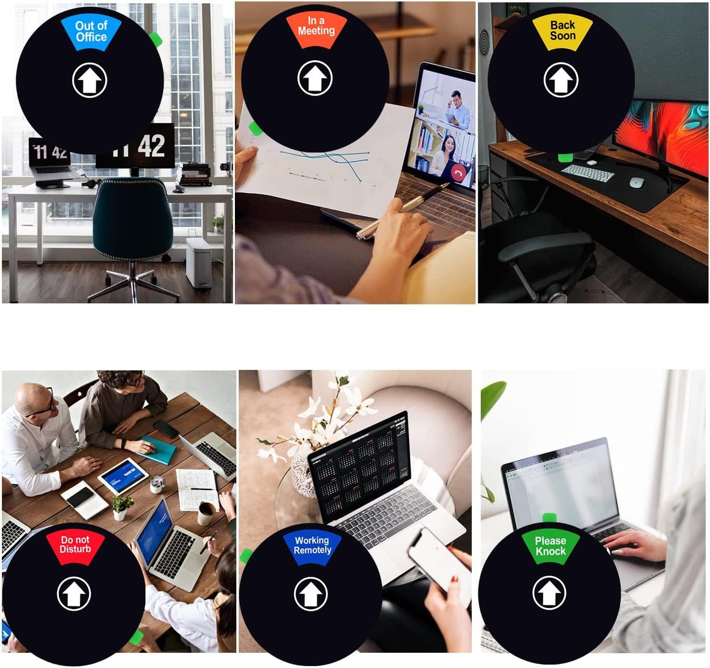 Kichwit Do Not Disturb Sign, Privacy Sign for Office Door, Out of Office, In a Meeting, Working Remotely, Please Knock, Black, 6"