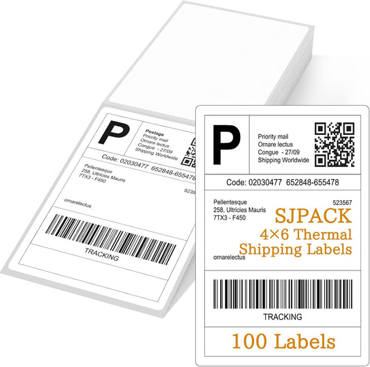 4 x 6 Fanfold Thermal Shipping Labels, 100 Laels Thermal Shipping Labels for FedEx Shipping Label, Compatible with JADENS,iDPRT, Munbyn Printers.