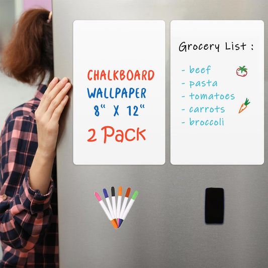 Magnetic Dry Erase Whiteboard 2pack for Refrigerators, 8" x 12" White Board on Wall for Organizer and Planner, Kitchen Fridge Shopping List with Marker
