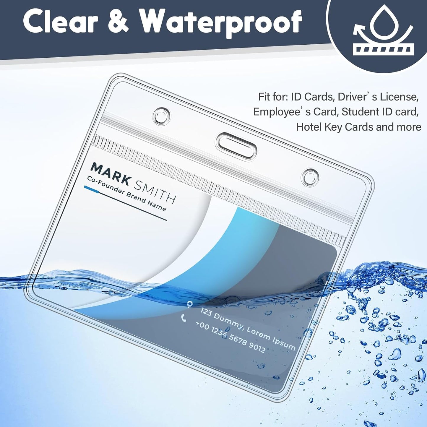 Zonon 150 Sets Name Badge Holders with Clip Clear on Name Tag Waterproof PVC ID Transparent Badge Holder with Resealable Zipper Seal Metal for Teacher Student Worker(Crystal Clip)