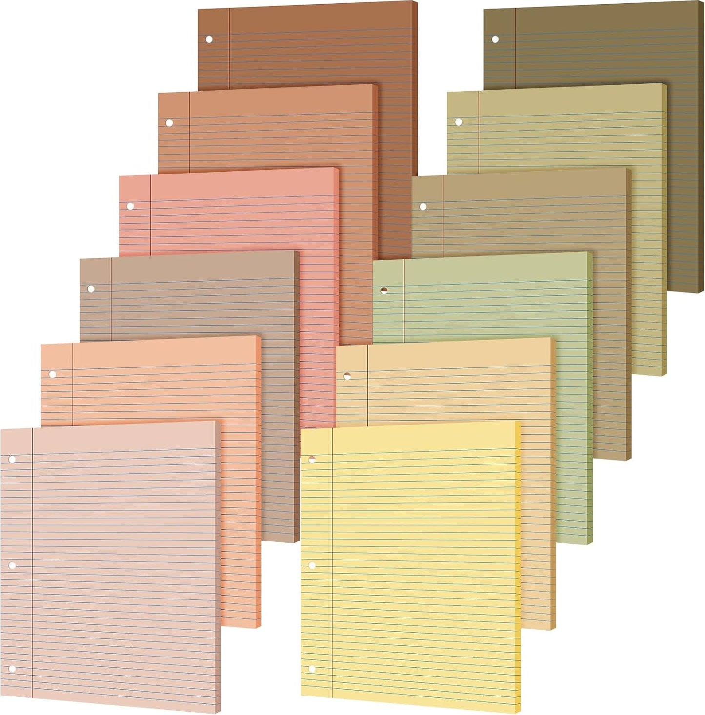 PerKoop 600 Sheets Colored Loose Leaf Paper 8.5" x 11" college ruled Lined 3 Hole Punched notebook Filler Paper for 3 Ring Binders Office School Supplies (Cute Color)