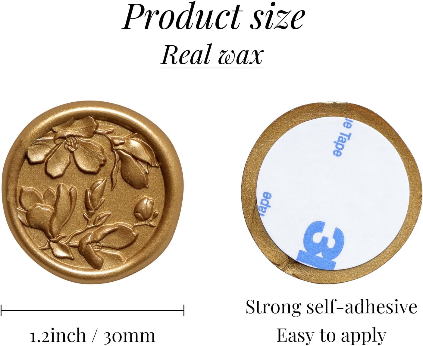 UNIQOOO Wax Seal Stickers - 3D Magnolia Wedding Invitation Envelope Botanical Seal Stickers, 100 Pcs Self-Adhesive Antique Gold Stickers, Perfect for Invitation, Christmas, Gift Wrapping, Party