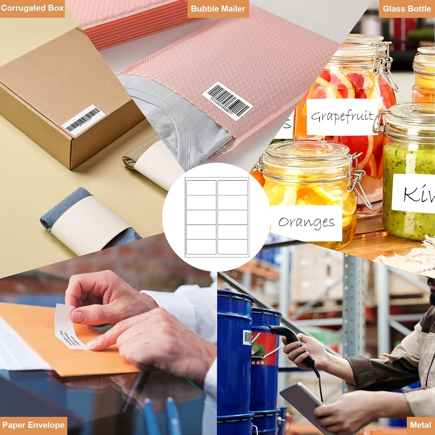 1000 2" x 4" Laser/Ink Jet Shipping Labels, 100 Sheets (10 Labels per Sheet), Compatible with Template 5163, 8163, 5137, 5263, 5523, 5963, 6427, 6528, 8463, 18163