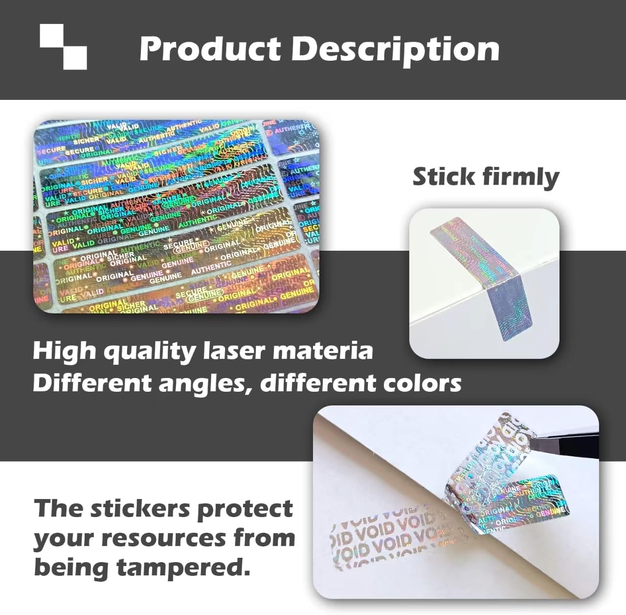 450pcs Hologram Warranty Void Labels, Tamper Proof Evident Sticker, Genuine Authentic Holographic Security Seal（2x0.4inch,Silver…