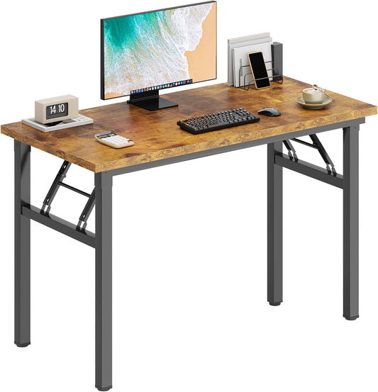 DlandHome Computer Desk Folding Table 39.4 inches Writing Desk for Small Space Folding Desk Laptop Desk No Assembly Required Retro&Black