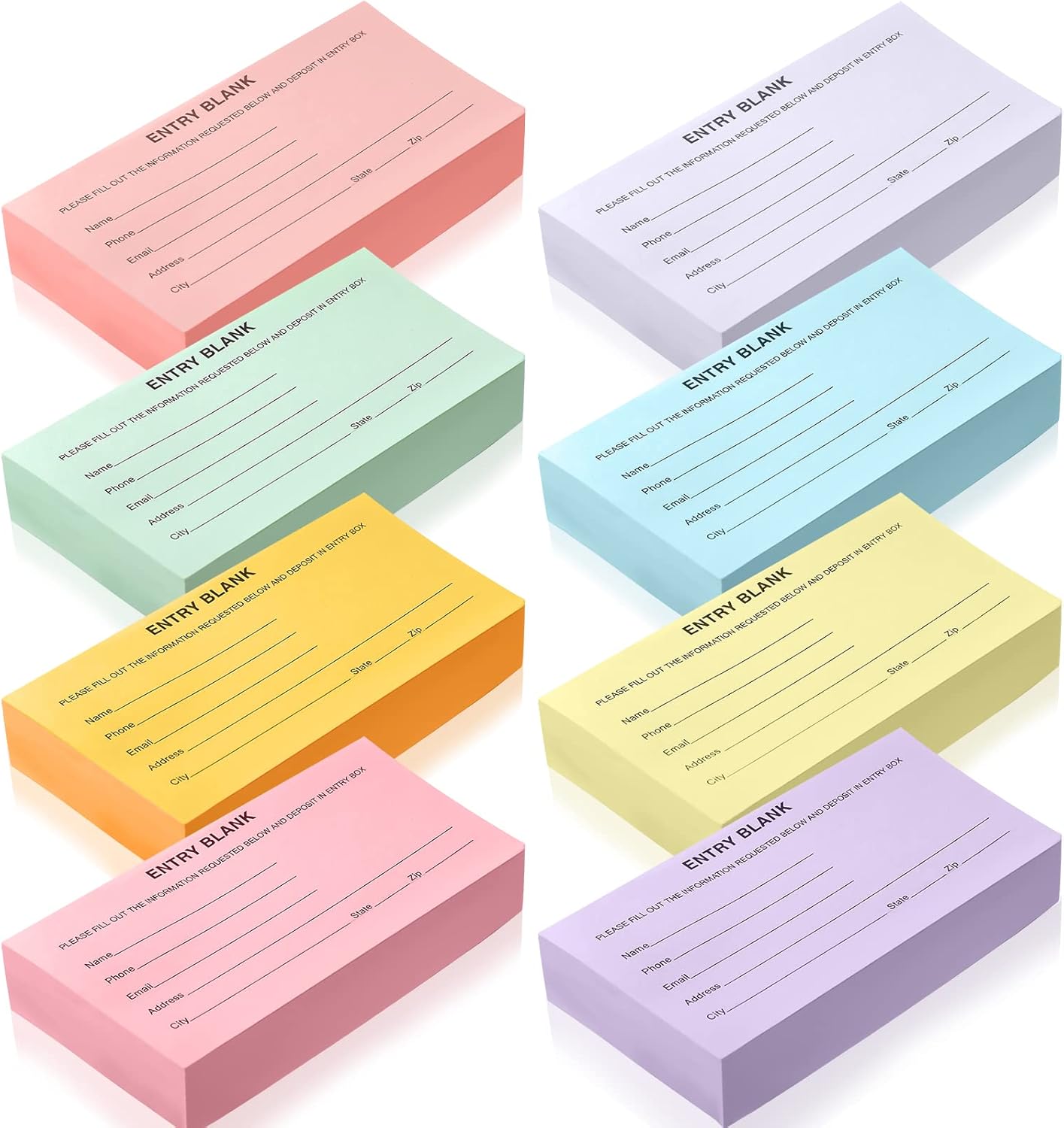 Kosiz 2000 Raffle Ticket Sheet 8 Pad 5.24" x 2.76" Enter to Win Blank Entry Form for Contest Collect Name Phone Number Email Address for School Event Ballot Network Marketing(Multi Color)