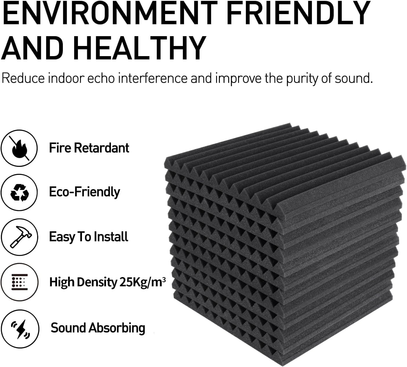 52 Pack Acoustic Foam Panels 1" x 12" x 12" Sound Proof Foam Panles Soundproofing Noise Cancelling Wedge Panels for Home Office Recoding Studio with 300PCS Double-Side Adhesive