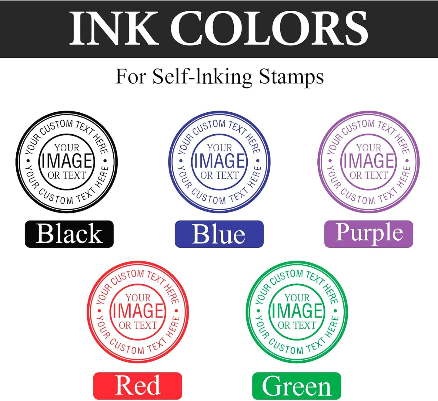 Custom Stamps for Business | Custom Logo Stamp | Personalized Self Inking Stamp Customized Business Logo Text Rubber Stamper, 4 Sizes/5 Color Options (1-inch)