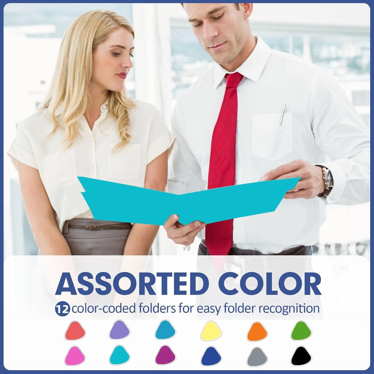 File Folder, PANDRI 220 Pack Colored File Folder, 1/3 Cut Tab, Letter Size, Assorted 12 Colors Filing Folder for Office School Business