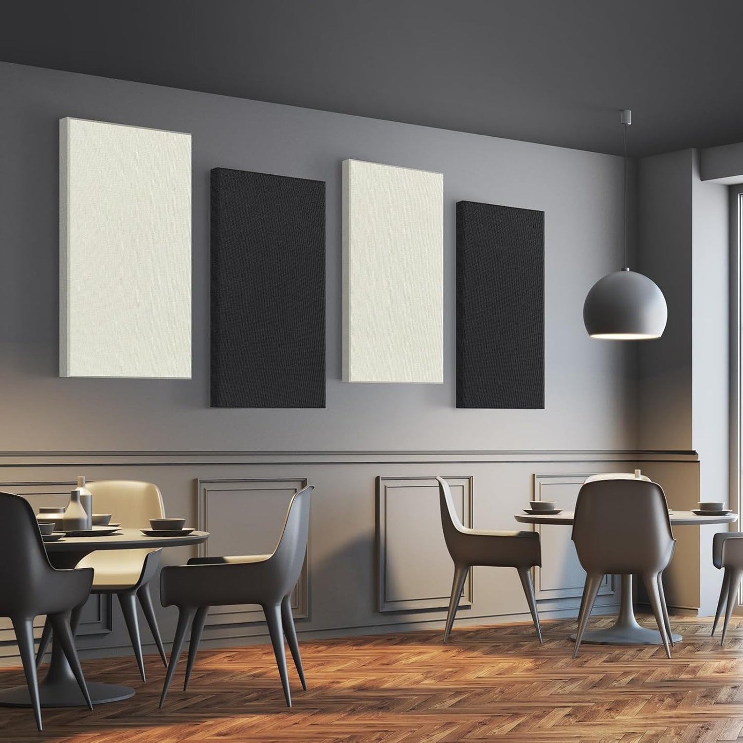 UMIACOUSTICS 2 PCS Acoustic Panel, 47.2" x 23.6" x 2" Fiberglass Sound Proof Wall Panels, Sound Absorbing Panels for Studios, Office, Home Theater. Off White