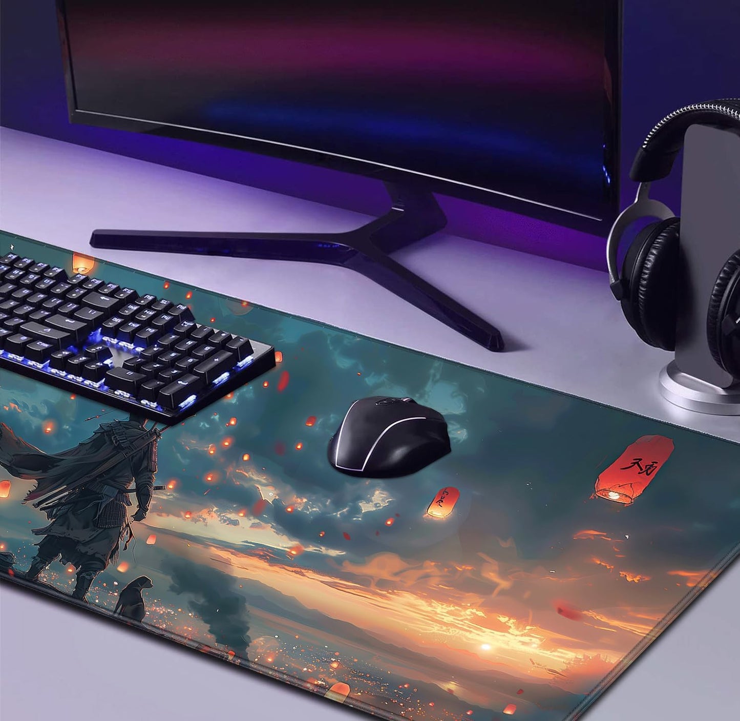 Fantasy Wuxia Extended Anime Mouse Pad, Large Gaming Mouse Pad XXL Laptop Mouse Keyboard Pad 35.4 x 15.7-Inch Office Desk Decoration
