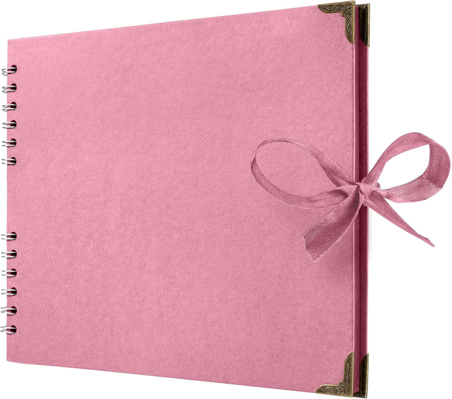 Bstorify Square Scrapbook Photo Albums 50 Pages (11 x 8.5 Inch) Pink Thick Paper, Hardcover, Ribbon Closure - Ideal for Your Scrapbooking Albums, Art & Craft Projects (Pink, 11 x 8.5 Inch)