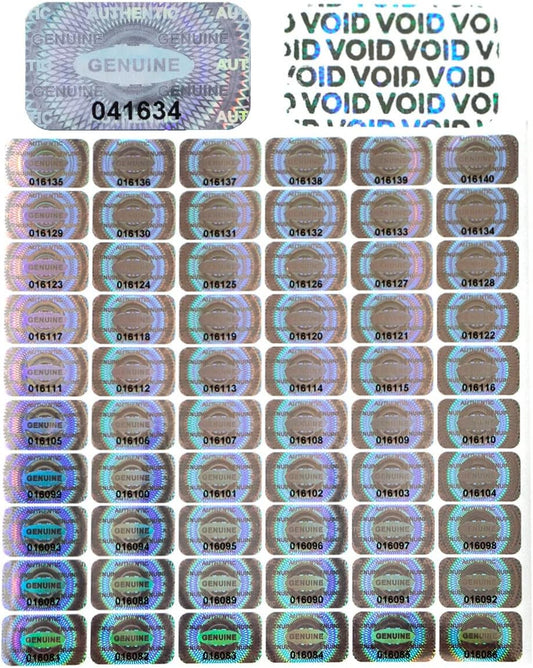 dose not apply 120 Pcs Authentic Hologram Labels/Stickers Silver Transfer Tamper Evident Security Warranty Void Seals / Stickers High with Unique Sequential Serial Numbering(1X0.6 inch)