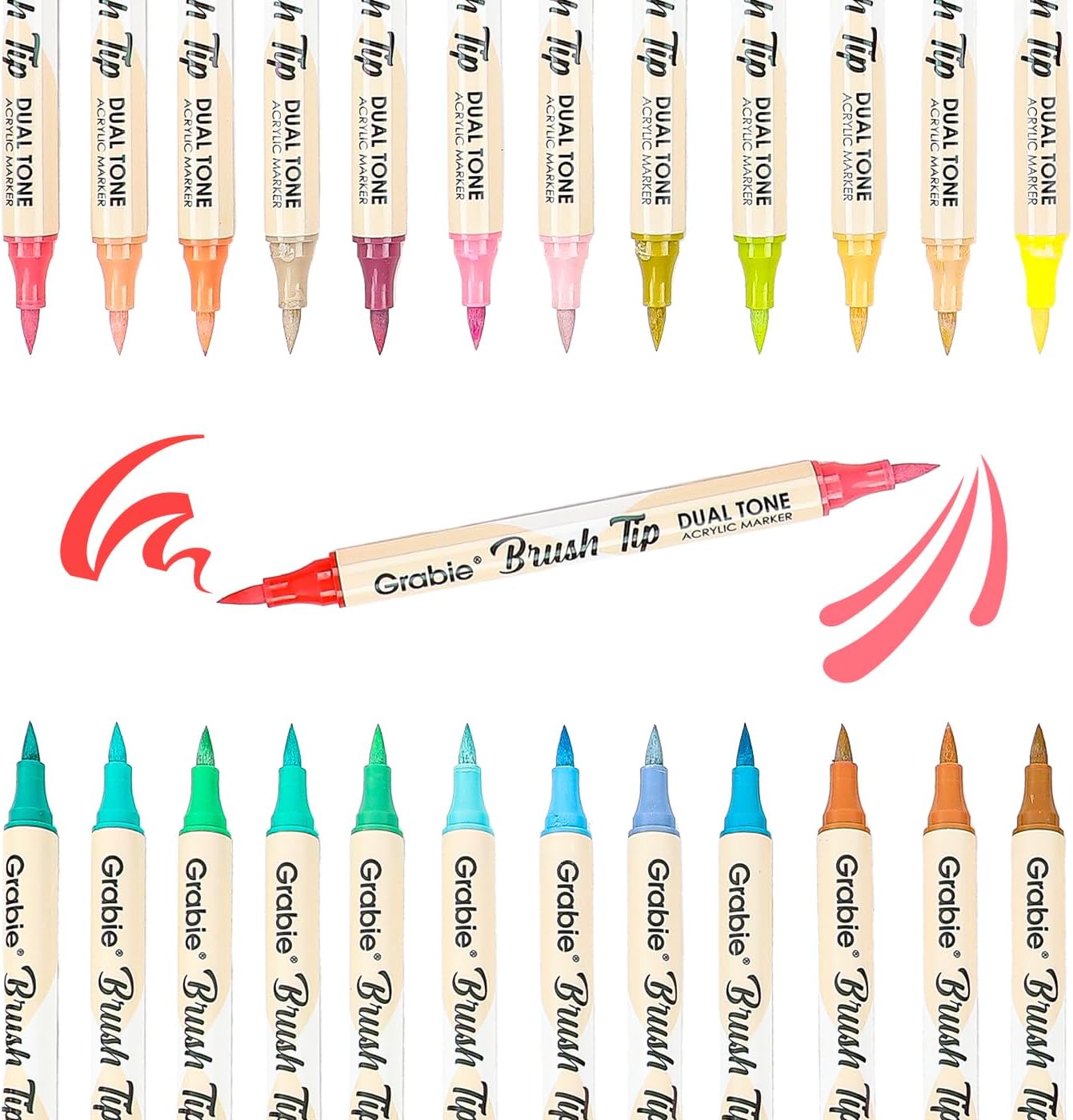 Grabie 72 Colors Acrylic Paint Markers, Soft Brush Tip Acrylic Markers Set, Paint Pens for Wood, Fabric, Canvas, Glass, Stone, Canvas, Rock Painting and DIY Crafts Art Supplies