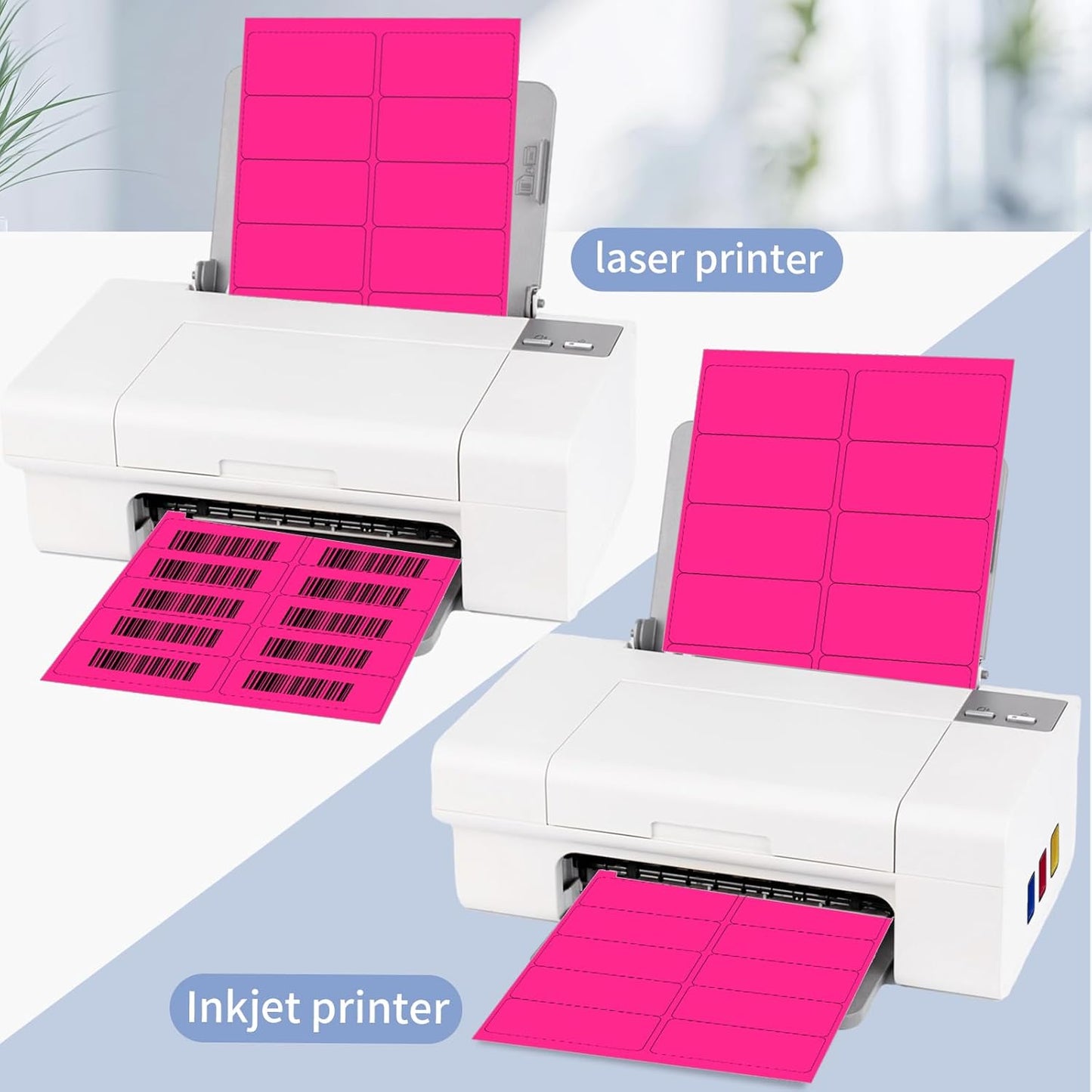 Shipping Labels Stickers, 2"×4" Printable Mailing Label for Laser/Inkjet Printing- Matte, Permanent Adhesive Labels Stickers (Fluorescent Pink)