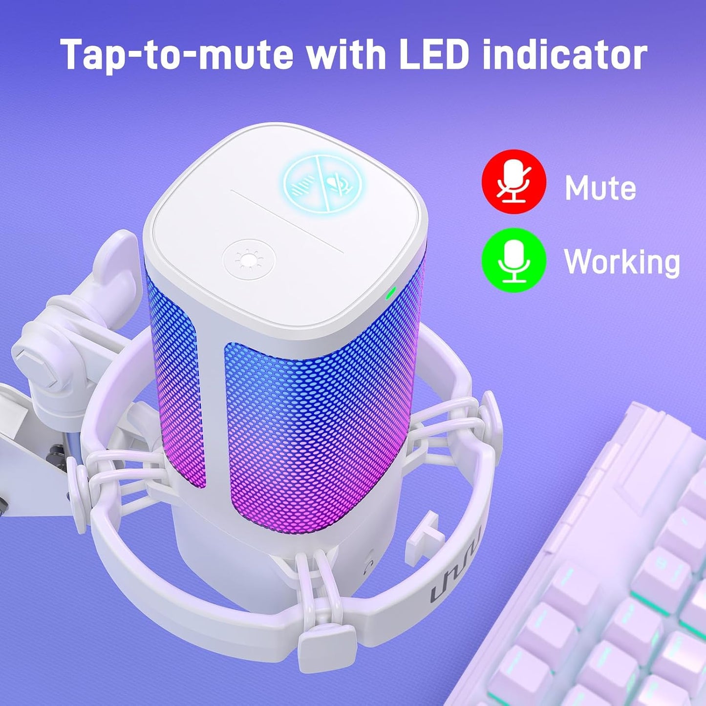 UHURU Gaming USB Microphone for PC: Streaming Computer Mic with Noise Cancellation - Condenser Mic with Controllable RGB for Gaming Streaming